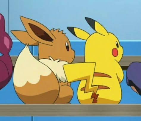 Pikachu And Eevee Matching Pfp, Eevee Matching Pfp, Matching Pfp Pokemon, Pikachu Pfp, Eevee And Pikachu, Pokemon Screencaps, Pikachu Evolution, Pikachu And Eevee, Eevee Cute