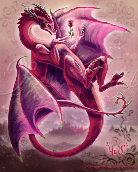 Dragon Species, Rose Dragon, Unicorn And Fairies, Tiny Dragon, Dragon Rise, Dragon Artwork Fantasy, Dragon Images, Pink Dragon, Creature Artwork