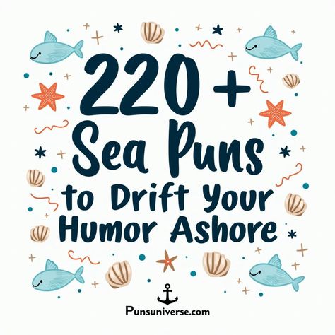 🌊 Dive into waves of laughter with "220+ Sea Puns to Drift Your Humor Ashore"! 🌟 From salty jokes to shell-tacular wordplay, these puns will have you hooked! 🐚 Get ready to tide your friends over with maritime mirth. Don’t be shellfish—share the fun! 

#SeaPuns #PunnyBusiness #OceanHumor #Punny #Jokes #CoastalComedy #puns Sea Puns, Octopus Puns, Fishing Puns, Ocean Puns, Beach Puns, Book Puns, Fish Puns, Tea Puns, Dog Puns