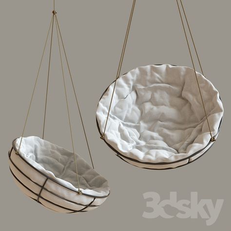 3d models: Arm chair - Suspended chair swing "cloud lock Papasan" Suspended Chair, Modern Hanging Chairs, Comfy Furniture, Comfort Room, Art Macramé, Wallpapers Home, Wood Things, Ball Chair, Swing Chair