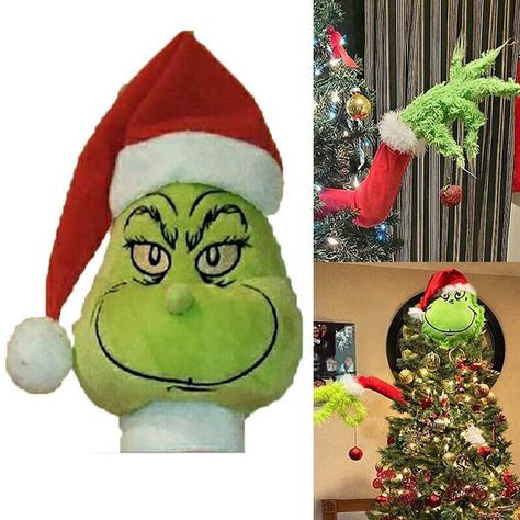 Grinch Decor Ideas, Grinch Classroom, Grinchmas Tree, Grinch Christmas Tree Topper, Oregon Christmas, Xmas Grinch, Grinch Christmas Ideas, Funny Christmas Decorations, Christmas Tree Holder