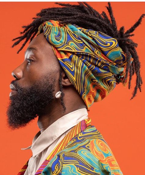 Loc Wrap Styles, Alt Guys, Beard Hat, Head Wrap Styles, Starter Locs, Afro Style, Dreads Styles, Head Wrap, Brown Skin