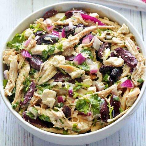 No Mayo Chicken Salad - Healthy Recipes Blog Mayo Less Chicken Salad, Olive Oil Chicken Salad, Chicken Salad With Olives, No Mayo Chicken Salad Recipes, Chicken Salad No Mayo Recipe, Chicken Salad With Mayo, Chicken Salad Recipe No Mayo, No Mayo Chicken Salad, Chicken Salad No Mayo