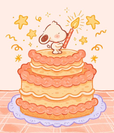 This Is My Birthday Month, Birthday Cute Illustration, Cute Birthday Wallpaper, Thank You Cute, Birthday Card Illustration, Before School Routine, Its My Birthday Month, Birthday Doodle, Snoopy Birthday