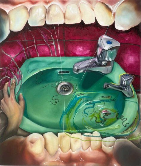 Teeth Painting Art, Art That Tells A Story, Sustained Investigation Art, Ap Art Ideas, Contained Art, Realism Art Painting, Teeth Painting, Serial Art, Styles Of Art