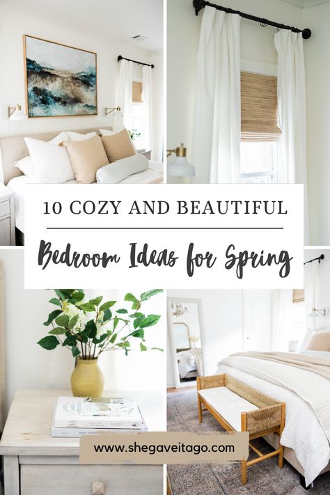 Spring Bedroom Decor Ideas by top AL home blogger, She Gave It A Go Spring Bedding Bedroom Inspiration, Spring Bedroom Ideas, Spring Bedroom Decor, Spring Bedding, Spring Cozy, Spring Bedroom, Perfect Bedding, Bed Springs, Perfect Bedroom