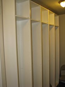 Mud Room Ideas Diy Ikea Hacks, Ikea Billy Bookcase Mudroom, Ikea Lockers Mudroom, Pax Utility Room, Ikea Pax Mudroom Hack, Pax Mudroom Ideas, Ikea Mudroom Hack, Ikea Hack Mudroom, Mud Closet