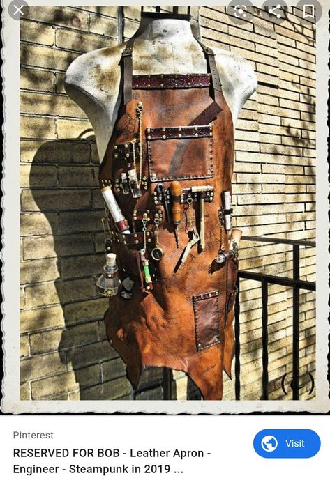 Steampunk Inventor, Medieval Fantasy Clothing, Steampunk Medieval, Larp Props, Post Apo, Handmade Aprons, Leather Apron, Cosmic Horror, Steampunk Accessories