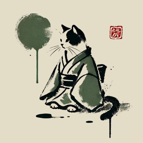 https://kimonocatsoncups.etsy.com/listing/1775764986/kimono-cat-printable-wall-art-ukiyo-e Chinese Cat Drawing, Ukiyo E Art, Kimono Drawing, Japanese Cat Art, Cats Drawings, Cat Anatomy, Cat Printable, Cat Sketch, Japanese Cat