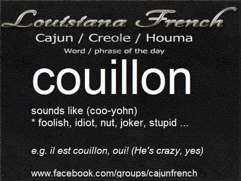 French Cajun words Creole French, Louisiana Creole Culture, Cajun French Sayings, Creole Words, Louisiana Culture, Louisiana Creole, Cajun French, Louisiana Style, Phrase Of The Day