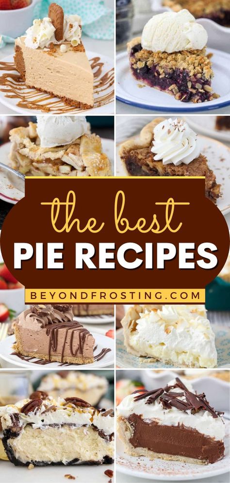 Want more Thanksgiving desserts? Look no further than the BEST pies ever! There are lots of easy pie recipes here, including chocolate, fruit-filled, and much more. Find something classic or unique for your dinner party! Easy Homemade Pie, Best Pie Recipes, Homemade Pie Recipes, Best Pies, Unique Pies, Mint Chip Ice Cream, Unique Thanksgiving, Easy Pie Recipes, Good Pie