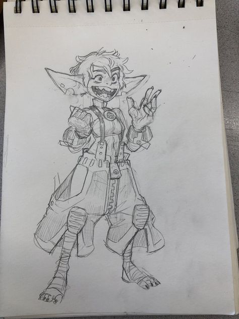 Goblin Body Reference, Goblin Drawing Sketches, How To Draw Goblins, Goblin Pose Reference, Dice Goblin Art, Goblin Drawing Reference, D&d Goblin, Goblin Doodle, Goblin Dnd Character Design