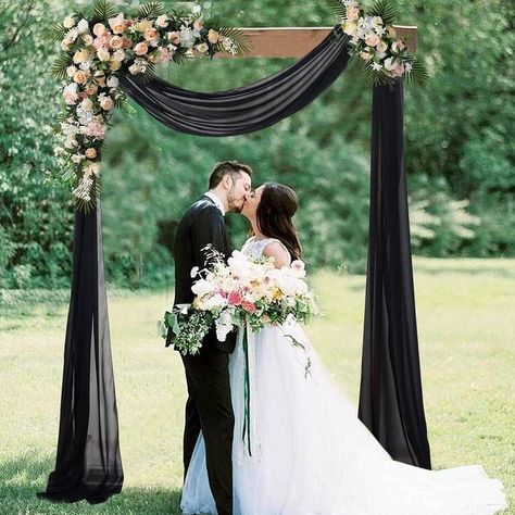 AMZLOKAE Wedding Arch Drapes Fabric 2 Panels 18FT Black Chiffon Fabric Drapery Voile Wedding Archway 6 Yards Wedding Ceremony Reception Decorations Sheer Fabric for Draping Wedding Decorations Wedding Arch Draping, Arch Draping, Wedding Archway, Black Chiffon, Wedding Arch, Chiffon Fabric, Arch, Chiffon, Fabric