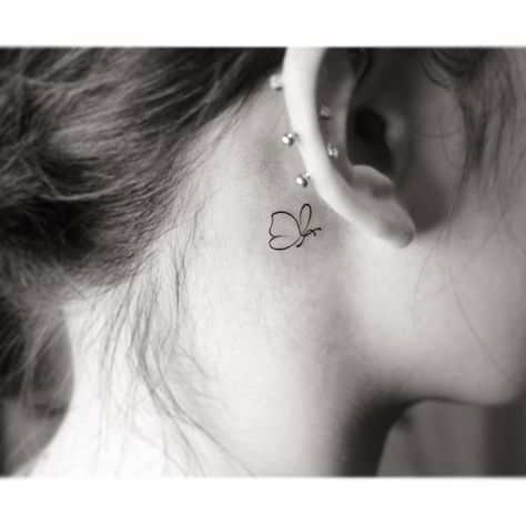 Fine Line Butterfly, Line Butterfly, Tattoo Behind Ear, Explore Tattoo, Dainty Tattoos, Tattoo Designs And Meanings, Tattoo Parlors, Best Tattoo Designs, Little Tattoos