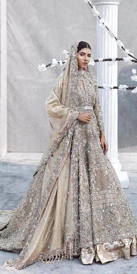 Indian Wedding Dresses: 21 Exciting Fusion Ideas ★ #bridalgown #weddingdress Pakistani Bridal Couture, Walima Dress, Desi Wedding Dresses, Asian Bridal Dresses, Asian Wedding Dress, Bridal Dresses Pakistan, Indian Bridal Dress, Pakistani Bridal Dresses, Asian Bridal