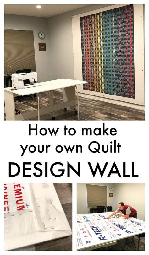 How to Build a Quilt Design Wall | quilting | Diary of a Quilter Quilt Design Wall, Diary Of A Quilter, Sewing Room Inspiration, Quilt Display, Sewing Room Design, Quilting Board, Sewing Room Organization, Quilting Room, Sewing Space