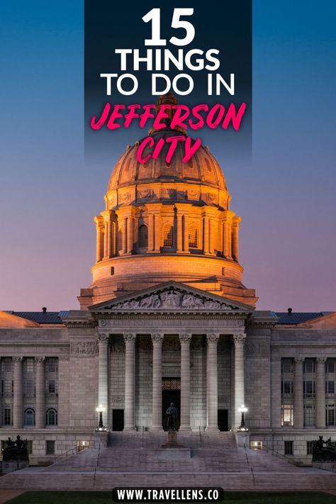 Discover the 15 best things to do in Jefferson City, Missouri. Including The Missouri State Capitol, Capital Arts Gallery, Exploring Downtown and more. Jefferson City Missouri, Missouri State, Missouri River, Capitol Building, Plaza Hotel, Us Travel Destinations, World Cities, Dream Travel Destinations, Travel And Leisure