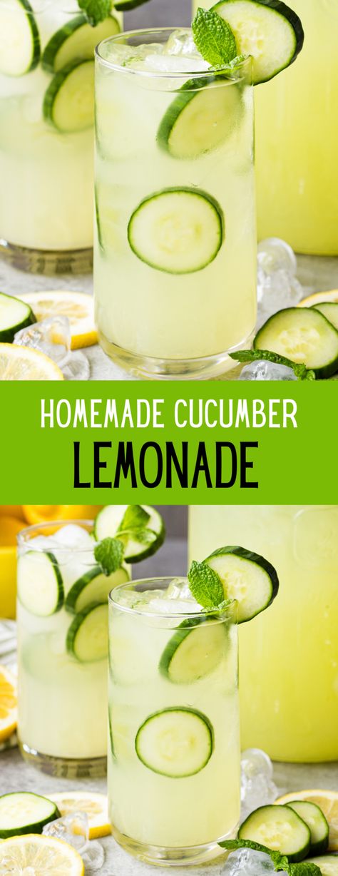 refreshing, delicious, and easy to make cucumber lemonade Cucumber Mint Lemonade, Mint Lemonade Recipe, Cucumber Lemonade, Mint Slice, Limeade Recipe, Mint Lemonade, Drink Recipes Nonalcoholic, Refreshing Drinks Recipes, Homemade Lemonade