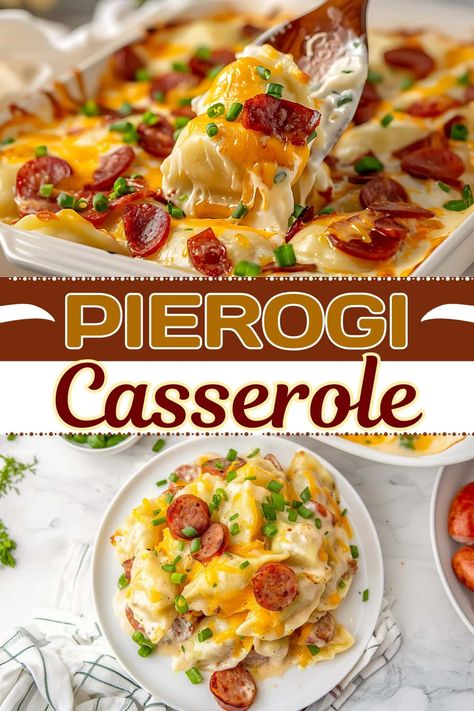 Fall Recipes Dinner Casserole, Pierogi And Sausage Soup, Peroxide Casserole, Dinner Ideas With Perogies, Chicken And Pierogies, Loaded Pierogi Casserole, Perogie And Sausage Dinner Ideas, Sausage Perogies Casserole, Perogie Soup Recipes