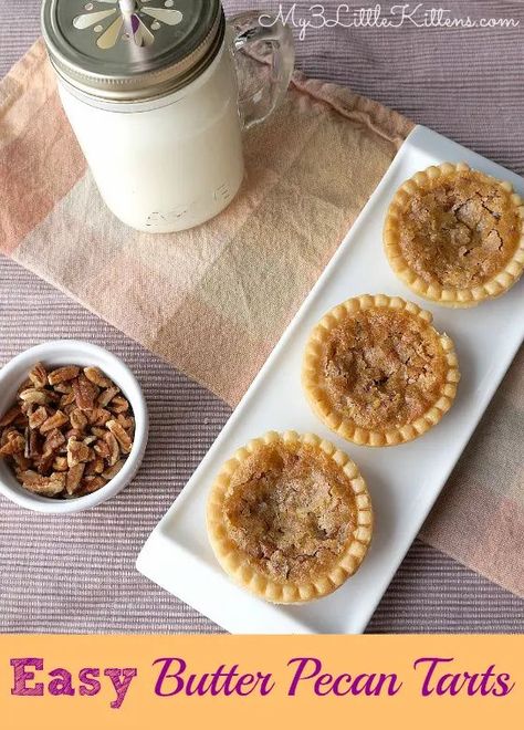 Pecan Tarts Recipe Easy, Butter Pecan Tarts, Pecan Tarts Recipe, Easy Tart Recipes, Pecan Tarts, Easy Butter, Butter Tarts, Pecan Recipes, Pastry Tart