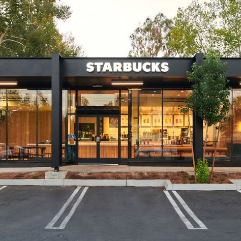 Starbucks Cafe Exterior, Coffee Shop Design Exterior Building, Starbucks Shop Design, Starbucks Exterior Design, Starbucks Building Design, Starbucks Store Design, Starbucks Exterior, Starbucks Building, Starbucks Architecture