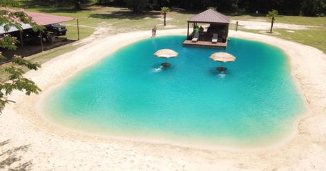 Want a beach in your backyard? This man can make your dreams come true Beach In Backyard, Man Made Beach, Natural Swimming Ponds, Backyard Beach, Swimming Pond, Natural Swimming Pools, Pool Construction, Dream Pools, Beach Diy