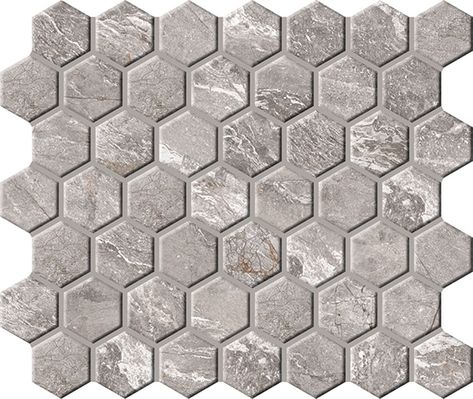 Perpetuo - Eternal Grey Mosaic Ceramic, Tiles Direct, Silver Springs, Hexagonal Mosaic, Grey Flooring, Custom Tiles, Porcelain Mosaic, Flooring Options, Tile Samples