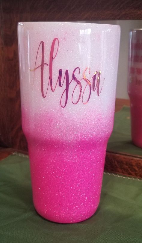 Pink Kitchen Inspiration, Hot Pink Tumbler, Pink And White Ombre, Ombre Tumbler, Tumblr Cup, White Tumbler, Yeti Cups, Yeti Cup, Pink Cups