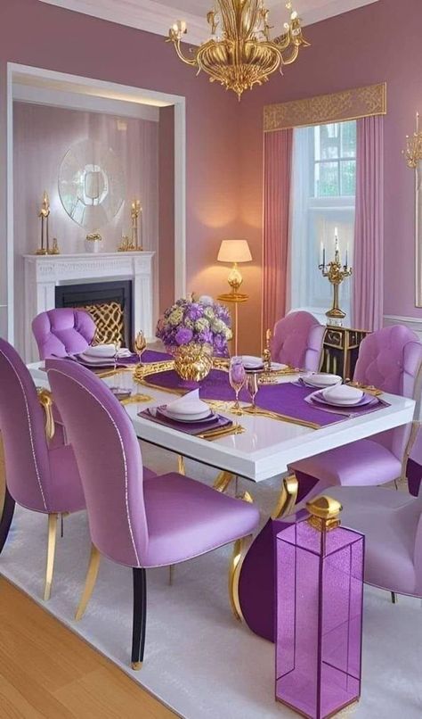 Purple Dining Room, Cabin Room, Cabin Living Room, Furniture Rustic, Glam Living Room, Luxury House Interior Design, Cabin Living, Luxury Dining Room, Apartment Decor Inspiration