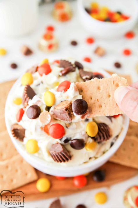 Cream Cheese Reeses Dip, Reese Dip, Reese's Cheesecake Dip, Reeses Dessert Dip, Reese Cheesecake Dip, Dessert For Tailgate Party, Reeses Dip, Reese’s Dip, Reese's Peanut Butter Dip