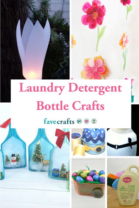 13 Laundry Detergent Bottle Crafts  #laundry #detergent #detergentbottles #detergentbottlecrafts #plastic #plasticcrafts #craftingwithplastic #recycledcrafts #unexpected #repurposing Laundry Detergent Scoop Crafts, Laundry Detergent Container Crafts, Bleach Bottle Crafts, Diy Detergent Bottle Crafts, Laundry Bottles, Detergent Bottle Crafts, Reuse Pill Bottles, Laundry Detergent Bottle, Reuse Plastic Containers