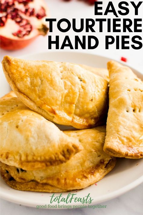 A simple Christmas eve meal idea, these tourtiere hand pies feature a savoury pork and beef filling with a flaky crust. Celebrate Christmas this year with a traditional French Canadian meat pie, Quebecois Tourtiere! #christmasfood #handpies #christmaseve #canadianfood Quebecois Recipes, Tortiere Recipe, Canadian Meat Pie Recipe, Canadian Meat Pie, Christmas Eve Meal, Rough Puff Pastry, Canadian Cuisine, Meat Pie Recipe, A Simple Christmas