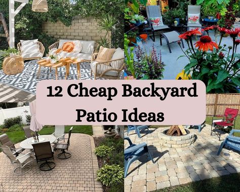 Cheap Backyard Patio, Backyard Patio On A Budget, Backyard Patio Decorating Ideas, Garden Ideas Budget Backyard, Inexpensive Patio, Backyard Patio Ideas, Deck Decor, Porch Plants, Cheap Backyard