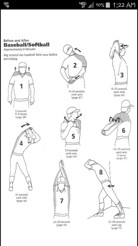 Softball stretches Baseball Workouts, Softball Workouts, Ball Workouts, Softball Pitcher, Softball Drills, Baseball Tips, Baseball Drills, Basketball Tricks, Softball Pitching