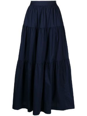 Designer Full Skirts - FARFETCH Navy Blue Maxi Skirt, Long Blue Skirts, Blouse Outfit Casual, Long Silk Skirt, Blue Maxi Skirt, Cotton Maxi Skirts, Maxi Outfits, Clueless Outfits, Navy Blue Skirt