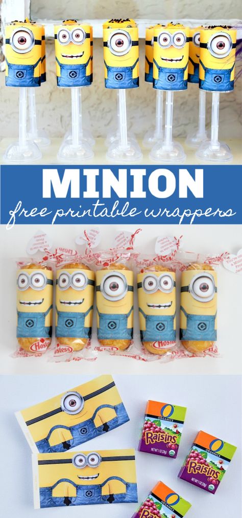 Minion Twinkie Printable, Printable Minions Free, Minion Snacks Ideas Parties Food, Minion Pretzel Rods, Free Printable Minion Templates, Minion Birthday Party Decorations Free Printable, Minion Birthday Party Favors, Minion Treats Ideas, Minion Goodie Bags