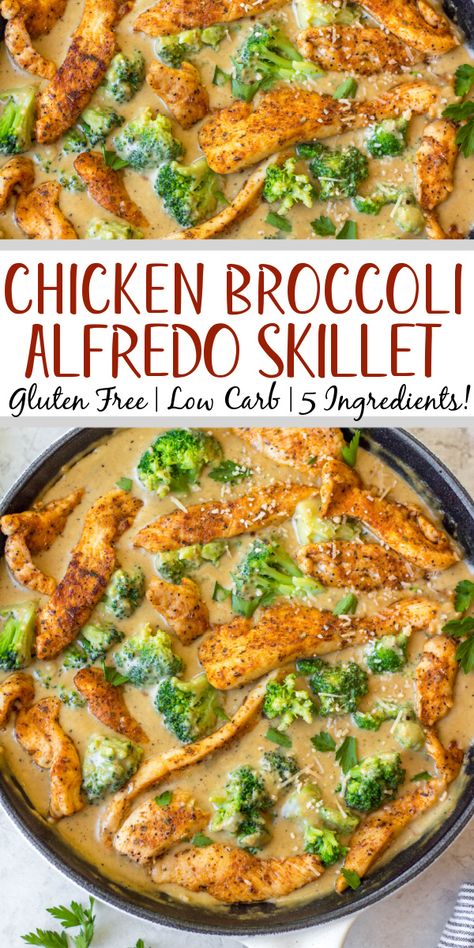 Chicken Alfredo Broccoli, Carb Free Dinners, Alfredo Broccoli, Super Simple Dinner, Chicken Recipes Dairy Free, Broccoli Skillet, Low Sugar Diet Recipes, Cajun Chicken Alfredo, Low Carb Gluten Free Recipes