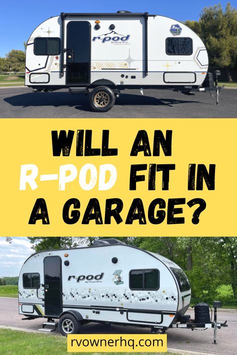 As the popularity of RVs continues to grow, more and more RVers are looking for versatile compact travel trailers like the Forest River R-Pod. As these lightweight stylish campers have all the same features as larger options, just in a more compact package. A common question though that many have about the R-Pod is if the trailer will fit in a garage. So can a Forest River R-Pod fit in a garage? Check out our blog post to find out! R Pod Camper, R Pod Trailer Ideas, Rpod Camper, Pod Camper, Lightweight Campers, R Pod, Small Campers, Forest River, Travel Trailers