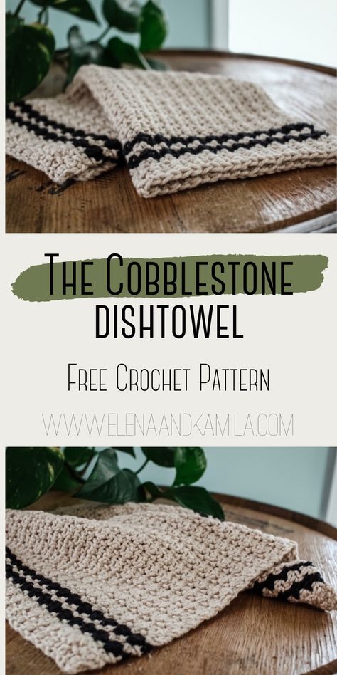 The Cobblestone Crochet Dishcloth - Elena and Kamila Farmhouse Crochet Blanket Pattern, Crochet Plant Mat Free Pattern, Crochet Bath Towel Free Pattern, Free Crochet Pattern Dishcloth, Farmhouse Crochet Patterns Free, Free Crochet Dish Towel Patterns, Dish Towel Crochet Pattern Free, Farmhouse Crochet Dishcloth, Kitchen Towel Crochet Pattern