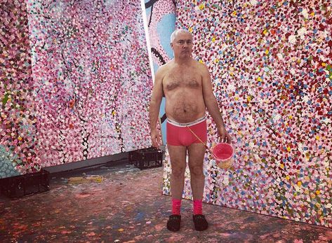 damien hirst chooses short and sweet winning caption for his first instagram competition | Netfloor USA Damien Hirst Art, Calvin Klein Boxers, Banksy Paintings, Gagosian Gallery, Best Bow, Pink Painting, Damien Hirst, Cool Captions, Inspirational Artwork