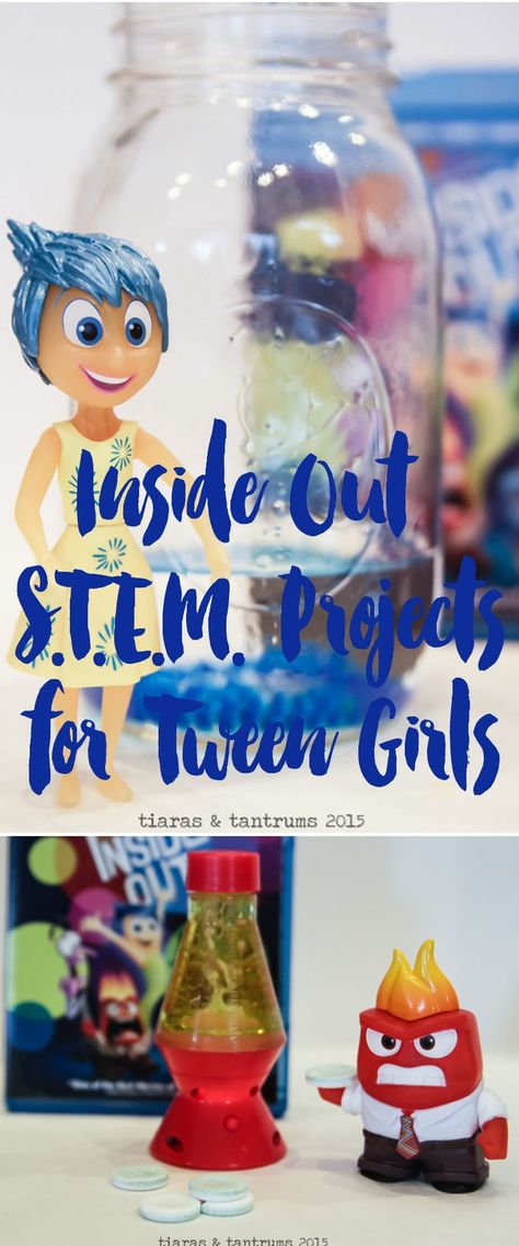 S.T.E.M. PROJECTS FOR TWEEN GIRLS Helping your tween daughters navigate through their emotions with S.T.E.M. #InsideOutEmotions #STEM #tweens #SmartIsTheNewCool  | https://tiarastantrums.com/blog/stem-projects-for-tween-girls Disney Stem Activities For Kids, Inside Out 2 Activities, Disney Stem Activities, Inside Out Activities, Disney Science, Classroom Promise, Birthday Ideas For Girls, Science Magic, Steam Ideas