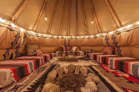 Labor Day Glamping In The California Redwoods Glamping California, Tents Camping Glamping, Yurt Living, California Redwoods, Tent Living, Tipi Tent, Tee Pee, Tent Decorations, California Real Estate