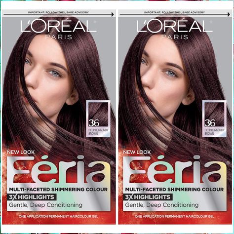 L'Oreal Paris Feria Multi-Faceted Shimmering Permanent Hair Color, Chocolate Cherry, Pack of 2, Hair Dye Hair Color Chocolate Cherry, Chocolate Cherry Hair Color, Hair Color Cherry Coke, Chocolate Cherry Hair, Cherry Coke Hair, Feria Hair Color, Deep Black Hair, Pelo Chocolate, Black Cherry Hair