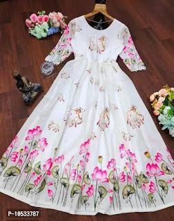 Painting Frocks For Women, Pichwai Outfit, Saree Painting Designs, Stylish Kurtis Design, Painted Clothes Diy, Hand Painted Dress, Fabric Painting On Clothes, Ethnic Gown, Lehenga Designs Simple