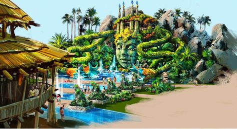 2018 can't some soon enough. Water Park Ideas, Theme Park Planning, Water Theme Park, Planet Coaster, Aerial Acrobatics, Nature Spirits, Travel Channel, Fantasy Places, Parking Design