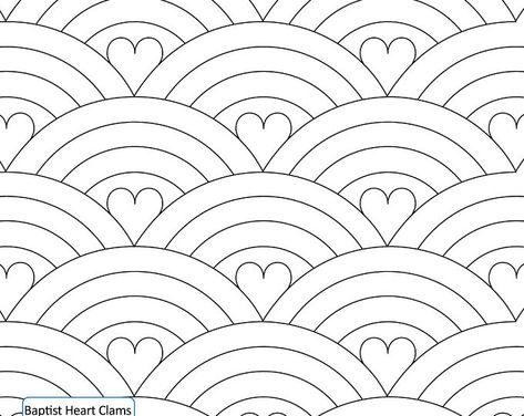 BAPTIST HEART CLAMS -Longarm Quilting Digital Pattern for Edge to Edge and Pantograph Handiquilter Gammill Statler Stitcher Long Arm Machine Clamshell Quilt, Quilting Stitch Patterns, Long Arm Quilting Patterns, Free Motion Designs, Machine Quilting Patterns, Freemotion Quilting, Nancy Zieman, Side Saddle, Longarm Quilting Designs