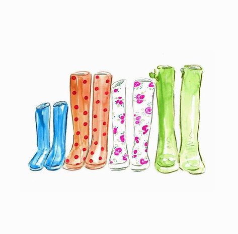 Watercolour Wellies, Beth Briggs, Wellie Boots, Floral Rain Boots, Chic Illustration, Doodle Sticker, Patterns Art, Fashion Art Prints, Wellies Boots