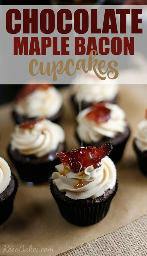 Bacon Cupcakes Recipe, Brown Sugar Buttercream, Maple Bacon Cupcakes, Bacon Desserts, Savory Cupcakes, Bacon Cupcakes, Future Chef, Maple Brown, Dessert Simple