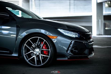 Gray Honda Civic, Civic Type R, Honda Civic Type R, Aftermarket Wheels, Honda Civic, Jdm