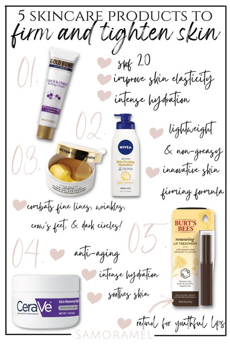 5 skin care products for firm and tighten skin — The SM Blog Skin Firming Diy, Skin Firming Lotion, Evening Skin Care Routine, Face Tightening, Skin Tightening Face, Greasy Skin, Tighten Loose Skin, Face Cream Best, Tighten Skin